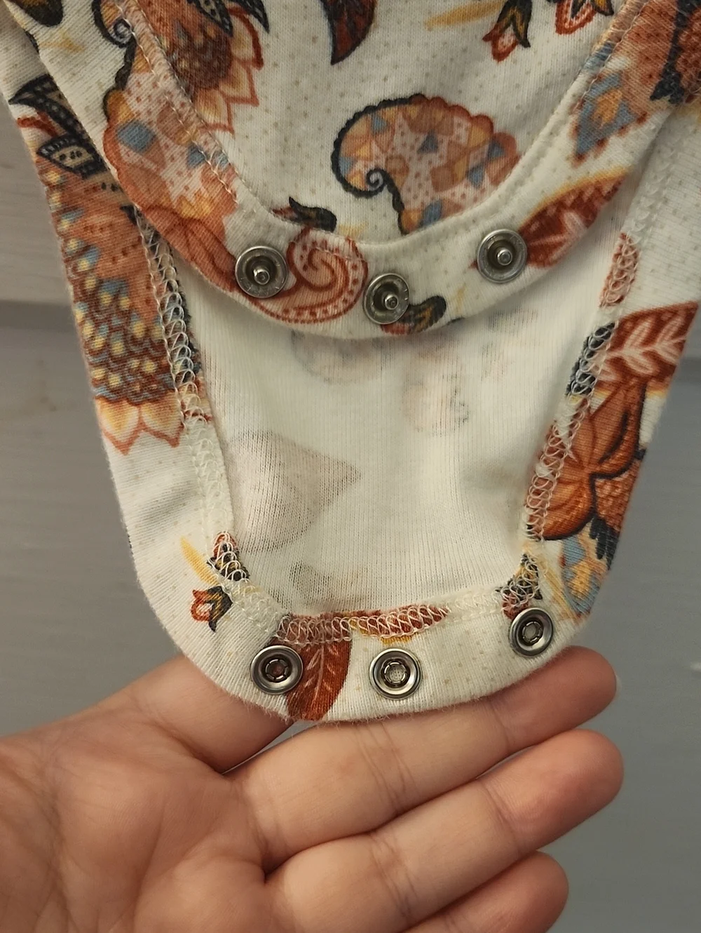Long-Sleeve Baby One-Piece in Cream with Autumn Floral Print